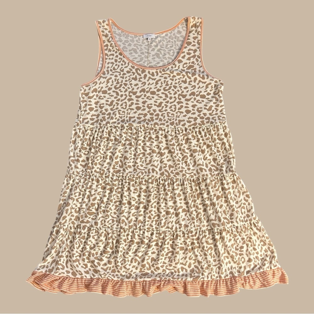 Voy Leopard Print Sleeveless tiered ruffle dress